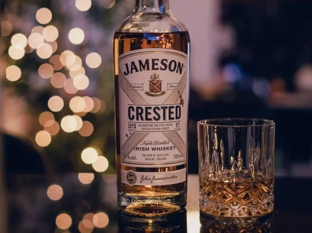 A bottle of Jameson Crested whiskey.