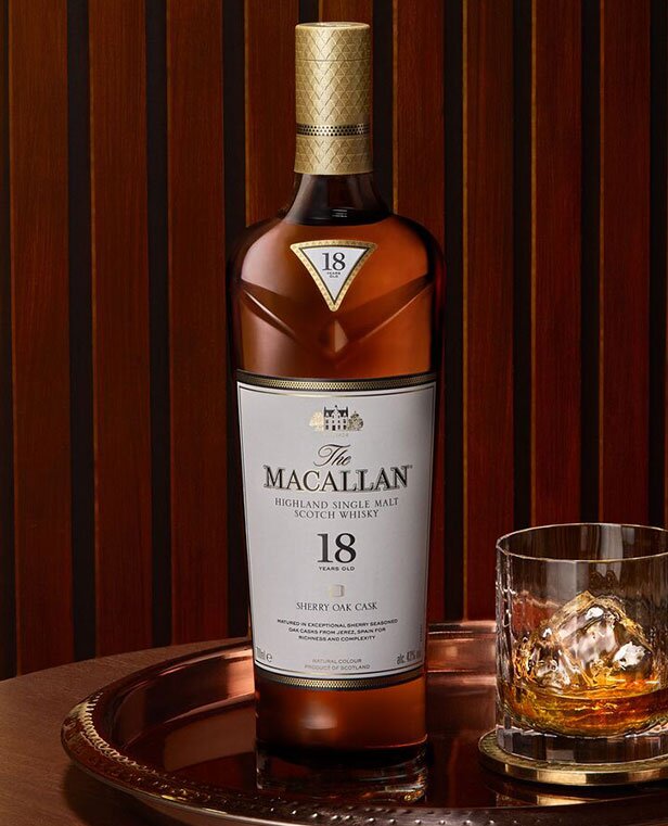 A bottle of The Macallan 18yo Sherry Oak 2025 