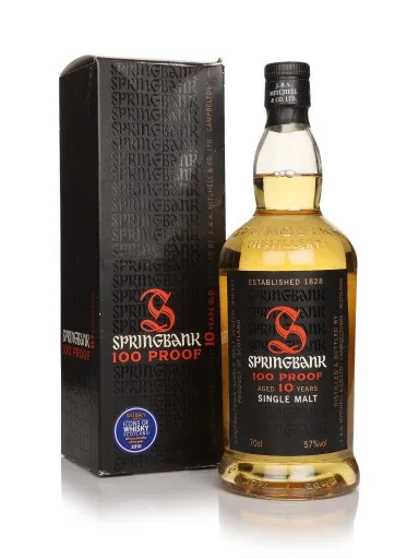A bottle of Springbank 10 Year Old 100 Proof - 2010s