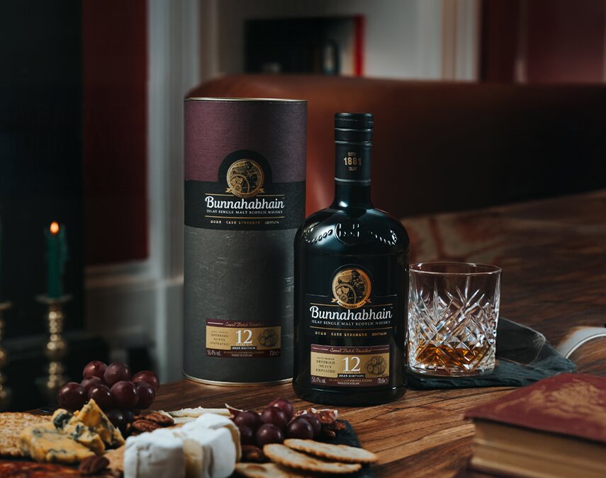 A bottle of Bunnahabhain 12 Year Old Cask Strength - 2025 Edition.