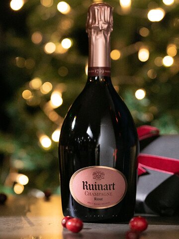 A bottle of Ruinart Brut Rosé Champagne