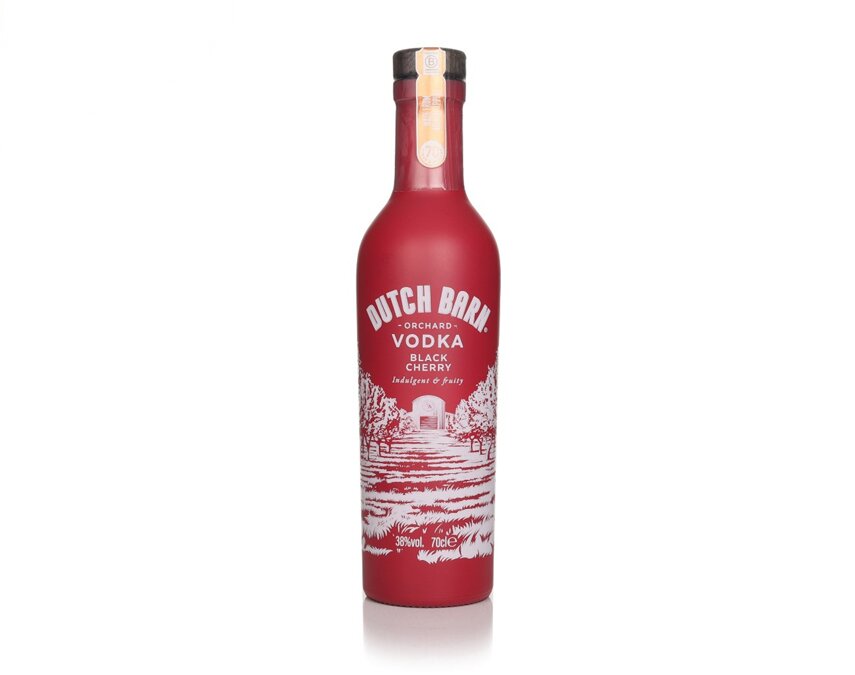 A bottle of Dutch Barn Vodka Black Cherry