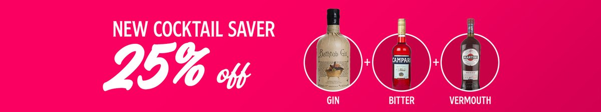 Meal Deal Saver, Gin + Bitter + Vermouth = 25% discount!