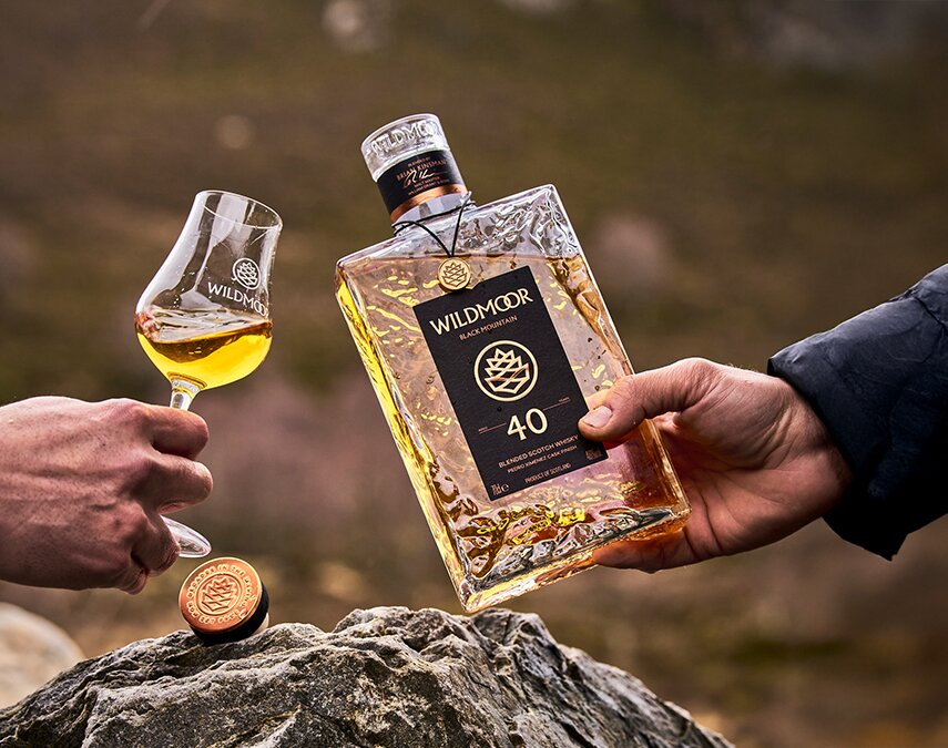 A bottle of Wildmoor 40 Year Old Black Mountain.