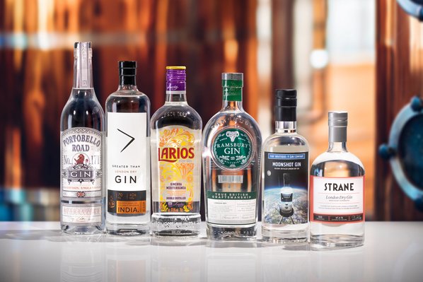 Bottles of gin.