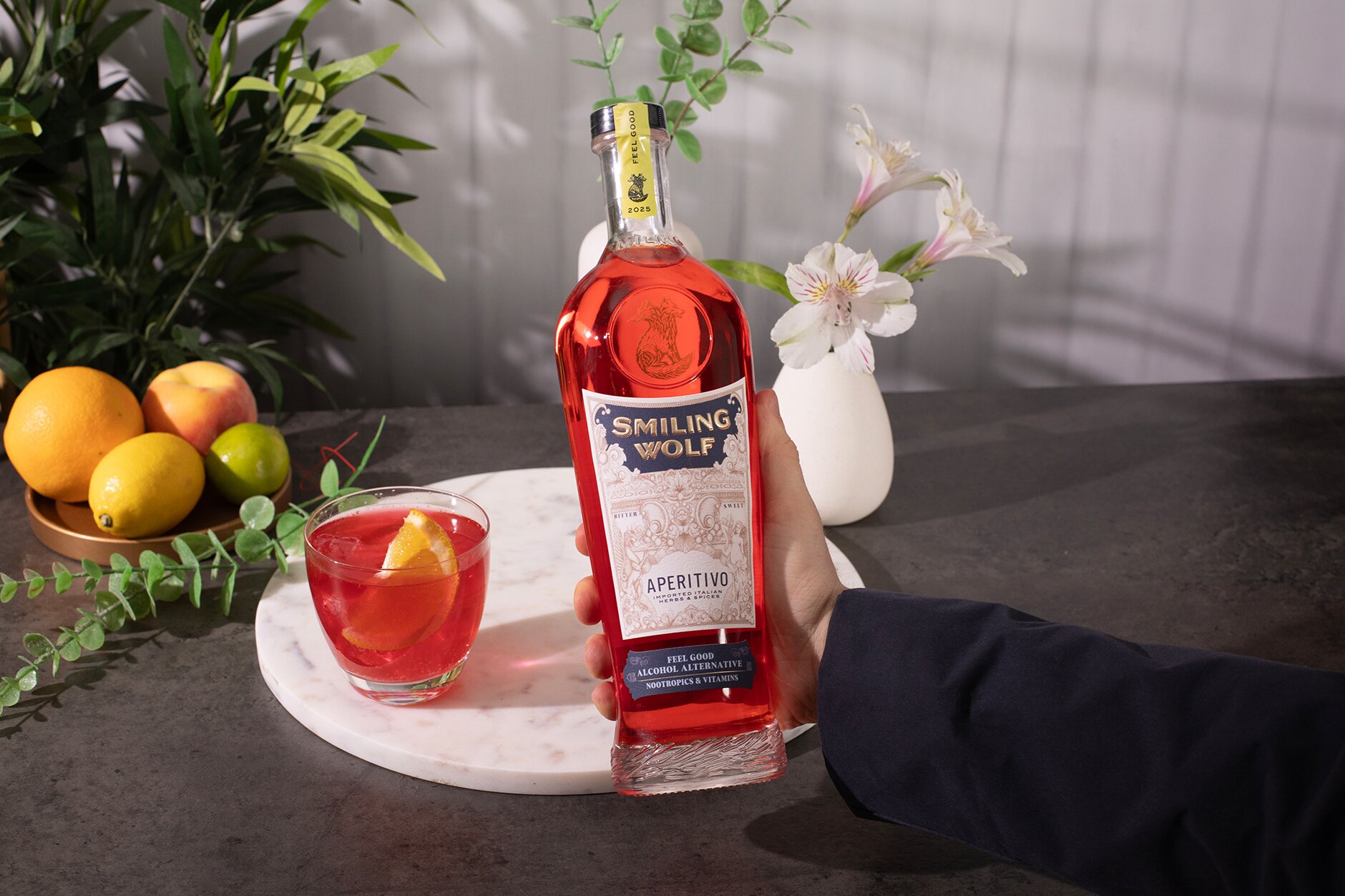 A bottle of Smiling Wolf Aperitivo