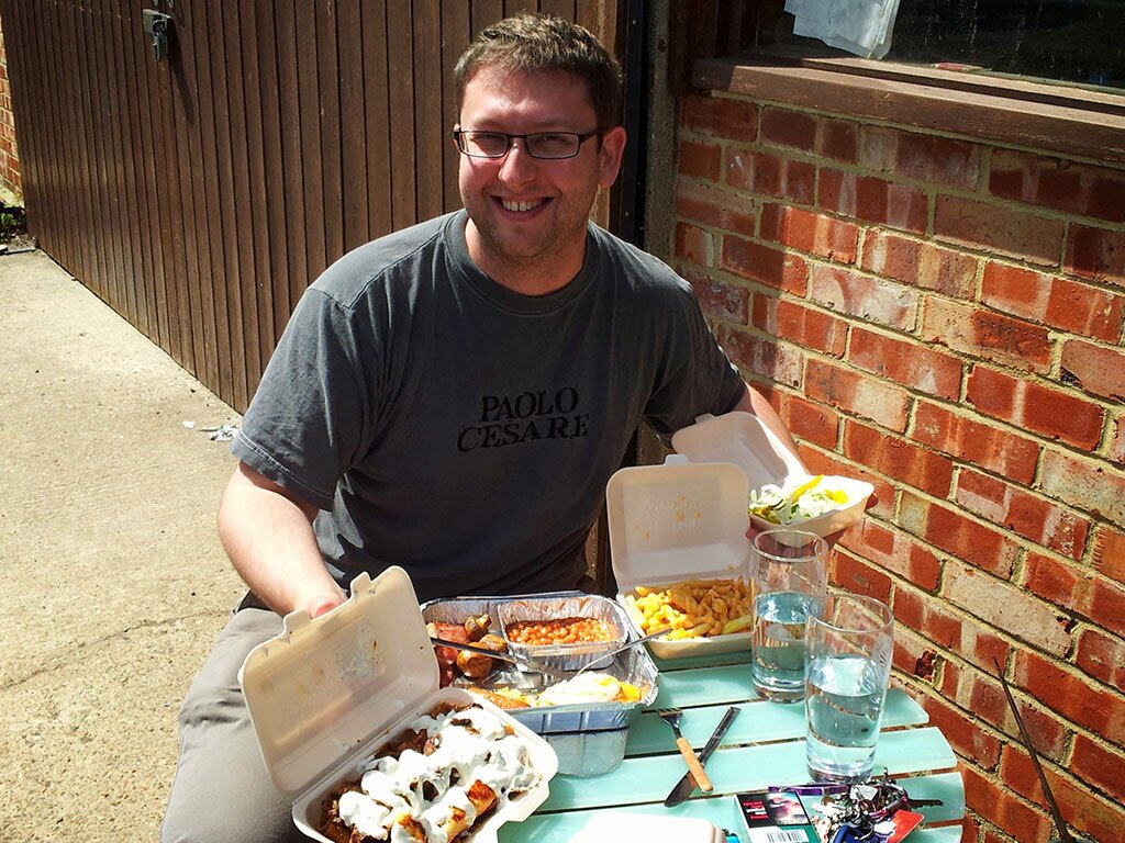 Frash faced Justin with a kebab at the old farm site
