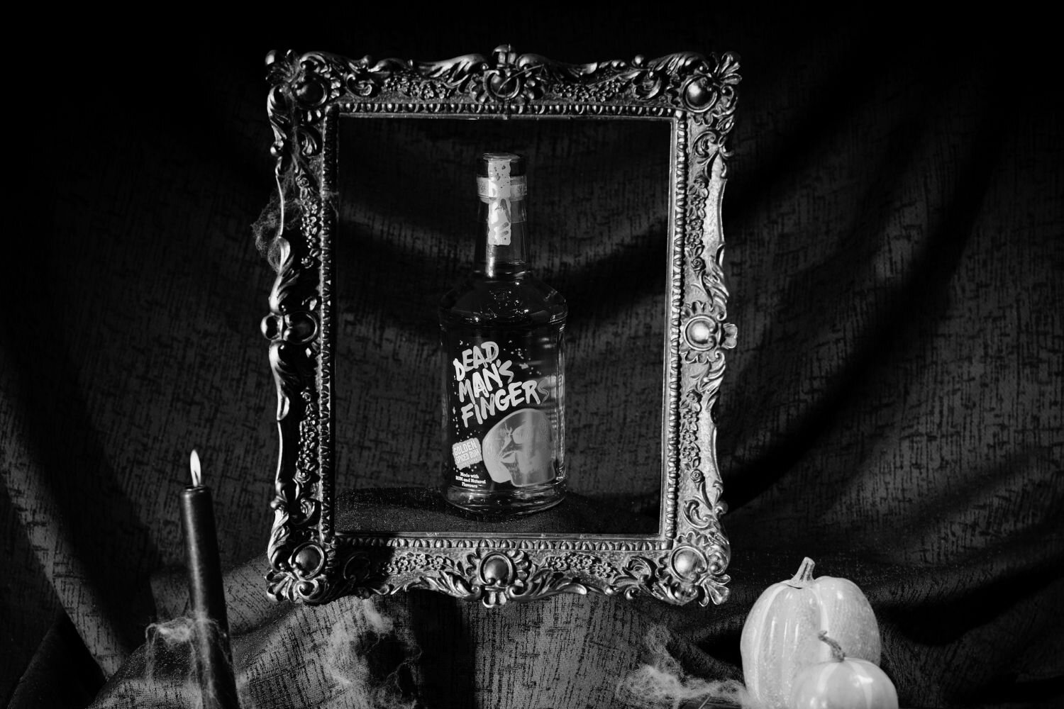 A bottle of Dead Man's Fingers Golden Spiced Rum Spirit Drink.