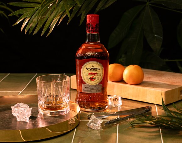 A bottle of Angostura 7 Year Old.
