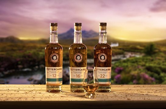 Three Fettercairn bottles Scottish background