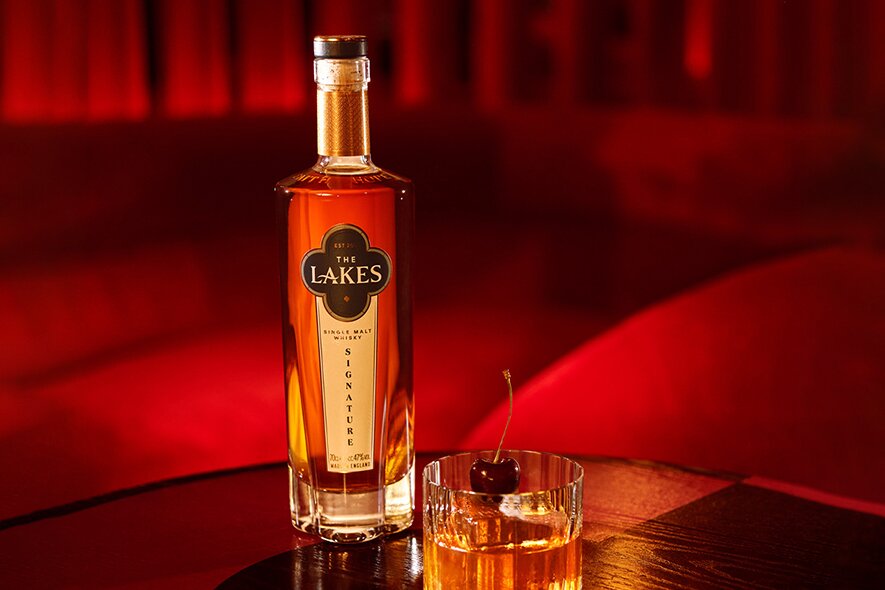 A bottle of The Lakes Signature Single Malt.