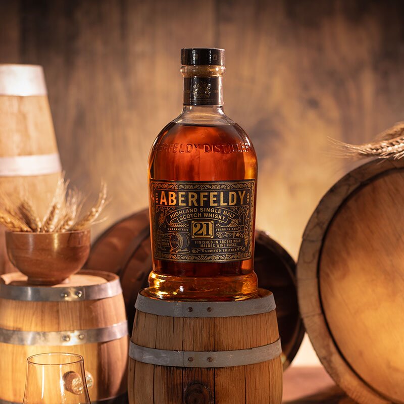 A bottle of Aberfeldy 21 Year Old - Argentinian Malbec