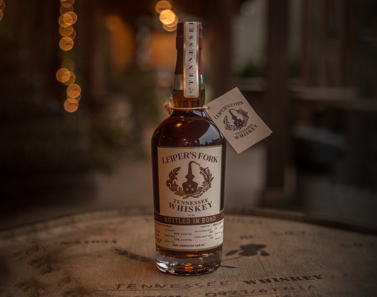A bottle of Leiper's Fork Bottled in Bond Tennessee Whiskey