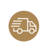 Fast and free delivery with Master of Malt Trade. A brown illustration icon with a delivery van.