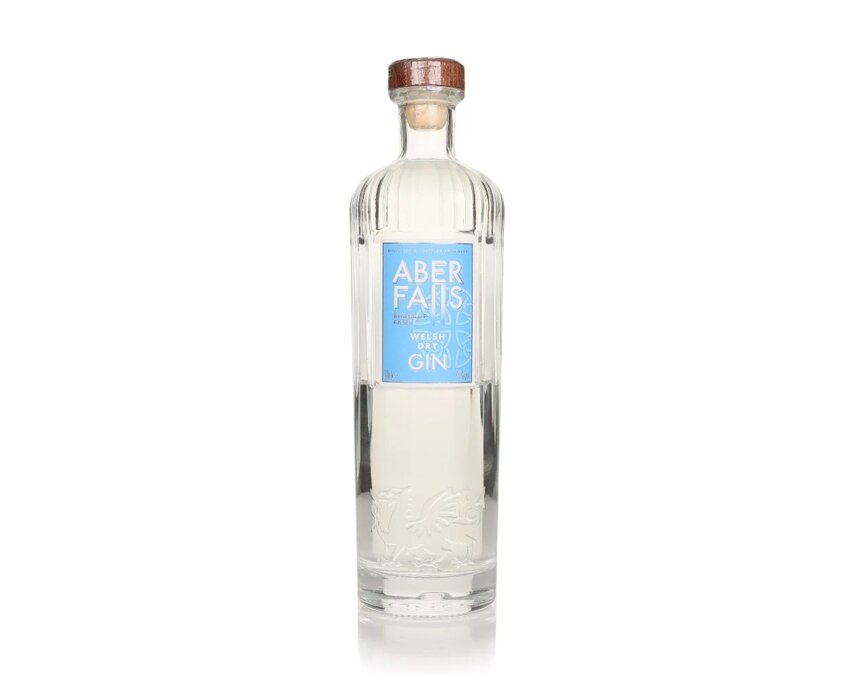 A bottle of Aber Falls Welsh Dry Gin.