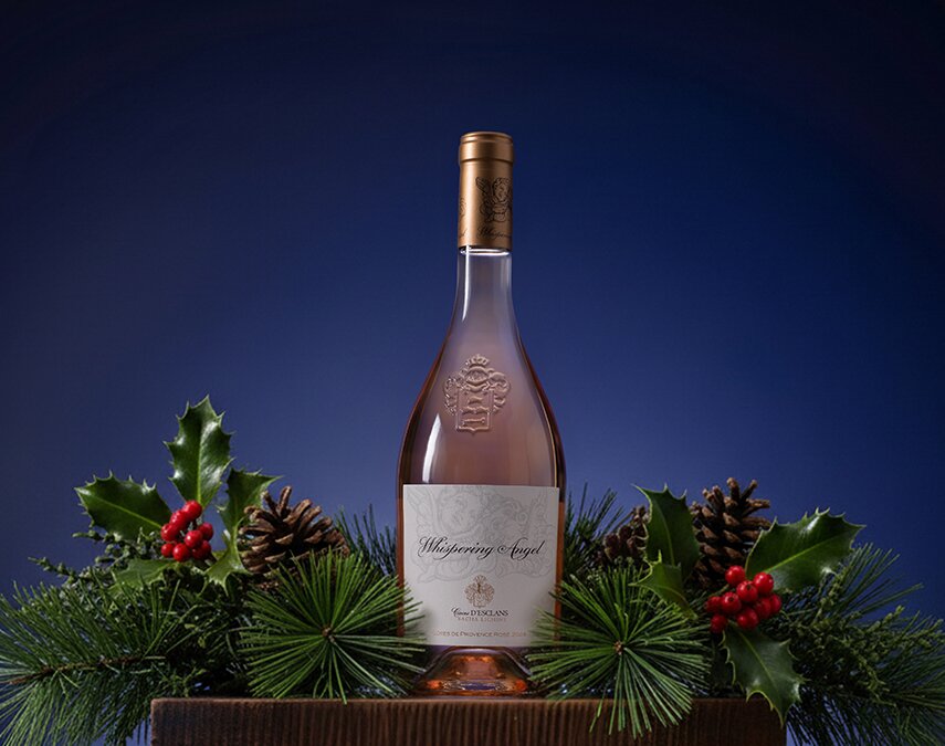 A bottle of Caves d'Esclans Whispering Angel Côtes de Provence Rosé 2024