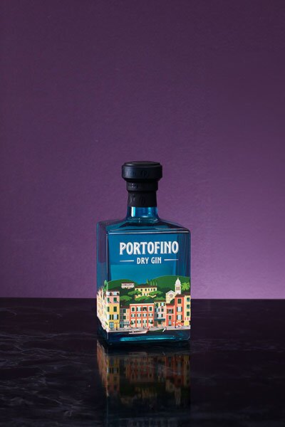 A bottle of Portofino Dry Gin