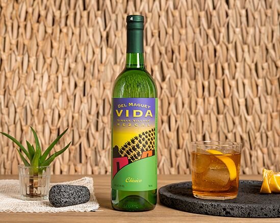 A bottle of Del Maguey Mezcal Vida