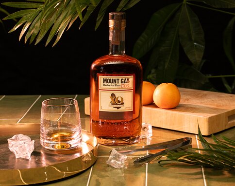 A bottle of Mount Gay XO Triple Cask Blend.