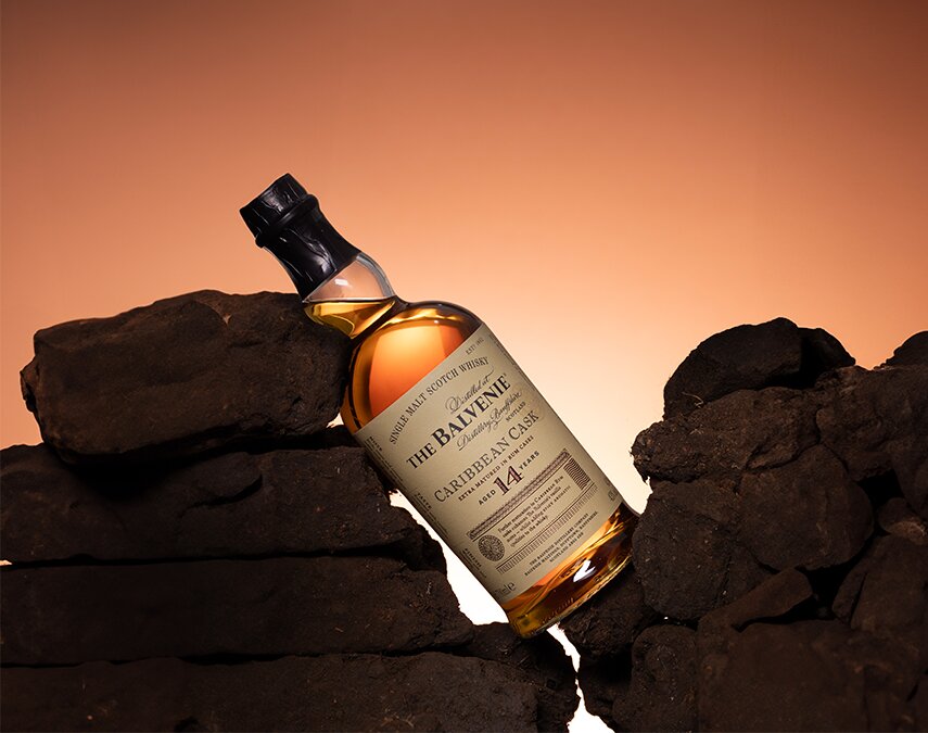 A bottle of Balvenie 14 Year Old Caribbean Cask