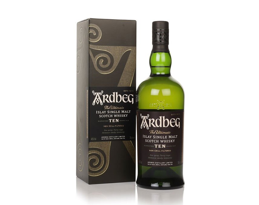 A bottle of Ardbeg 10 Year Old