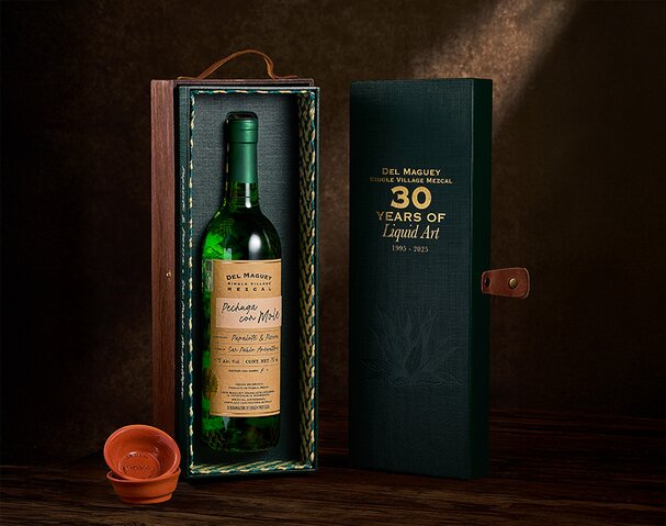 A bottle of Del Maguey Pechuga Con Mole