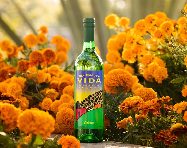 A bottle of Del Maguey Mezcal Vida.