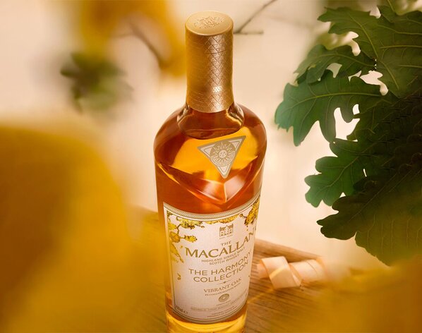 A bottle of The Macallan Harmony Collection Vibrant Oak