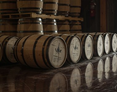 Barrels at the Leiper's Fork distillery