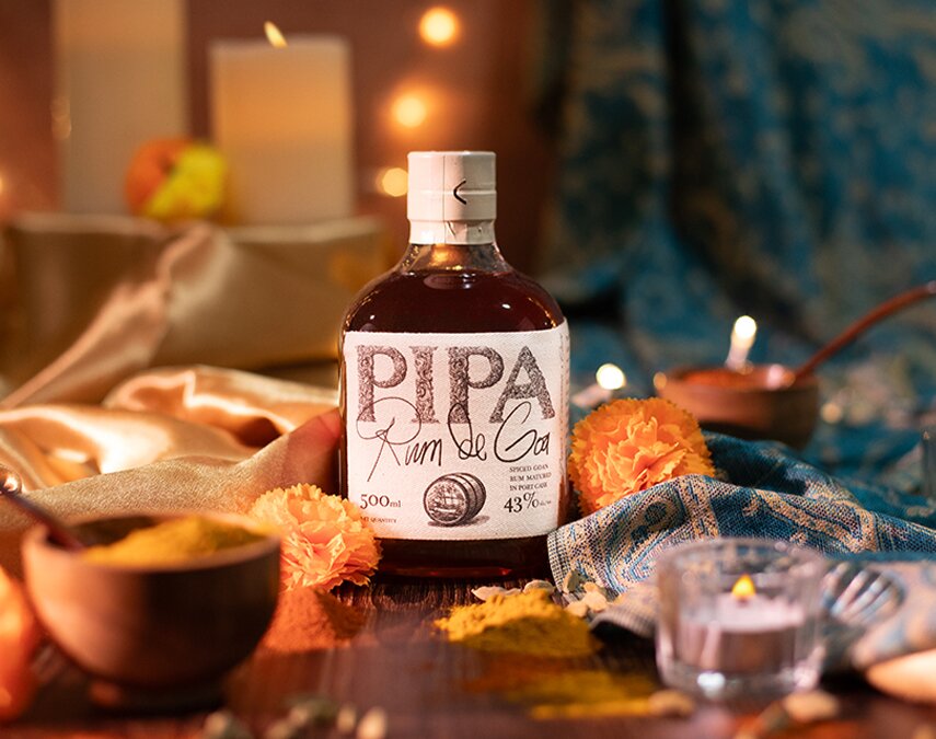 A bottle of Pipa Rum de Goa.
