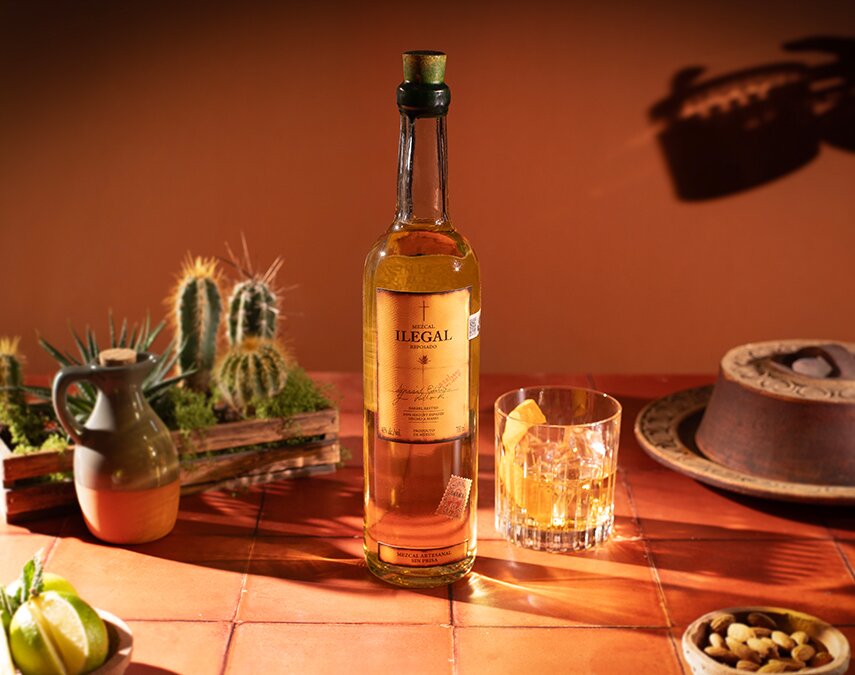 A bottle of Ilegal Mezcal Reposado.