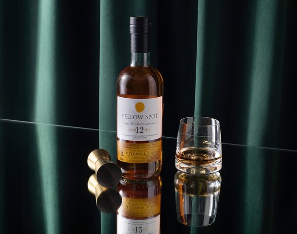 A bottle of Yellow Spot 12 Year Old Whiskey.