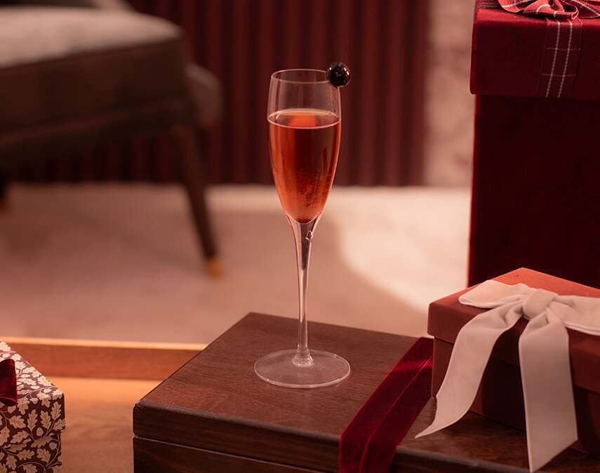 A Kir Royale cocktail.