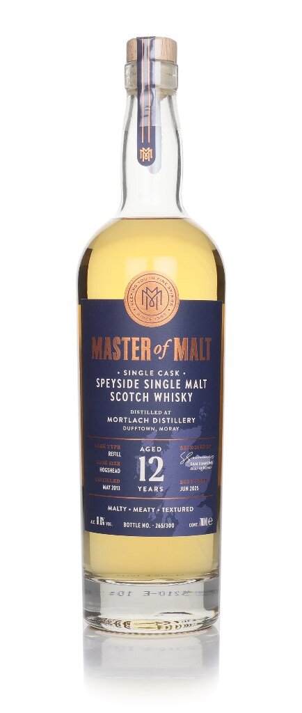 A bottle of MoM Mortlach 12YO whisky