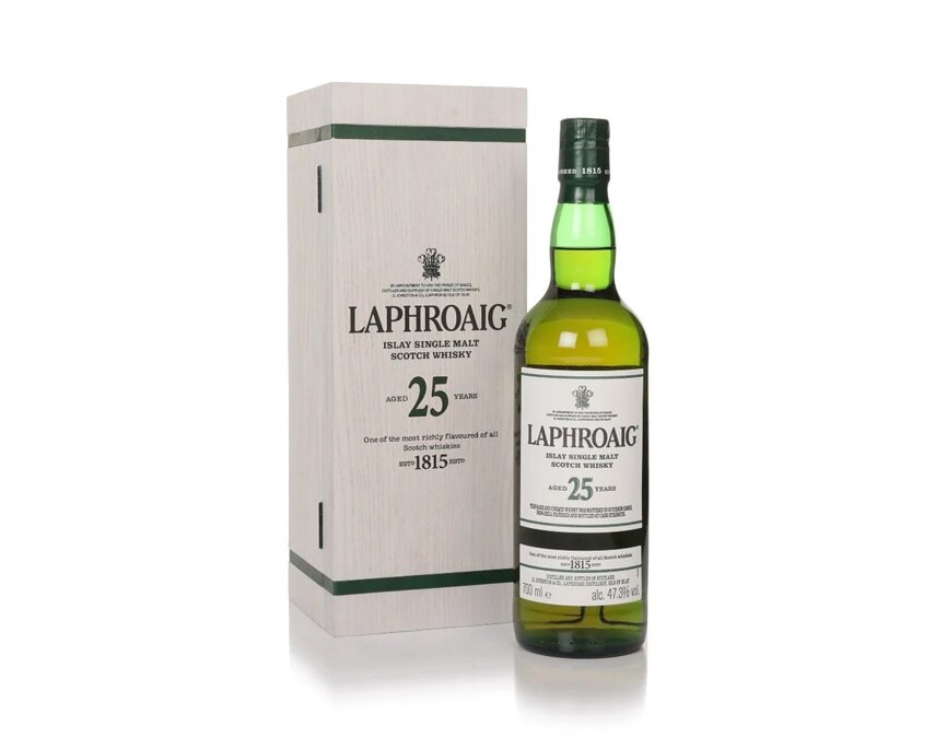 A bottle of Laphroaig 25 Year Old Cask Strength (2023 Release)