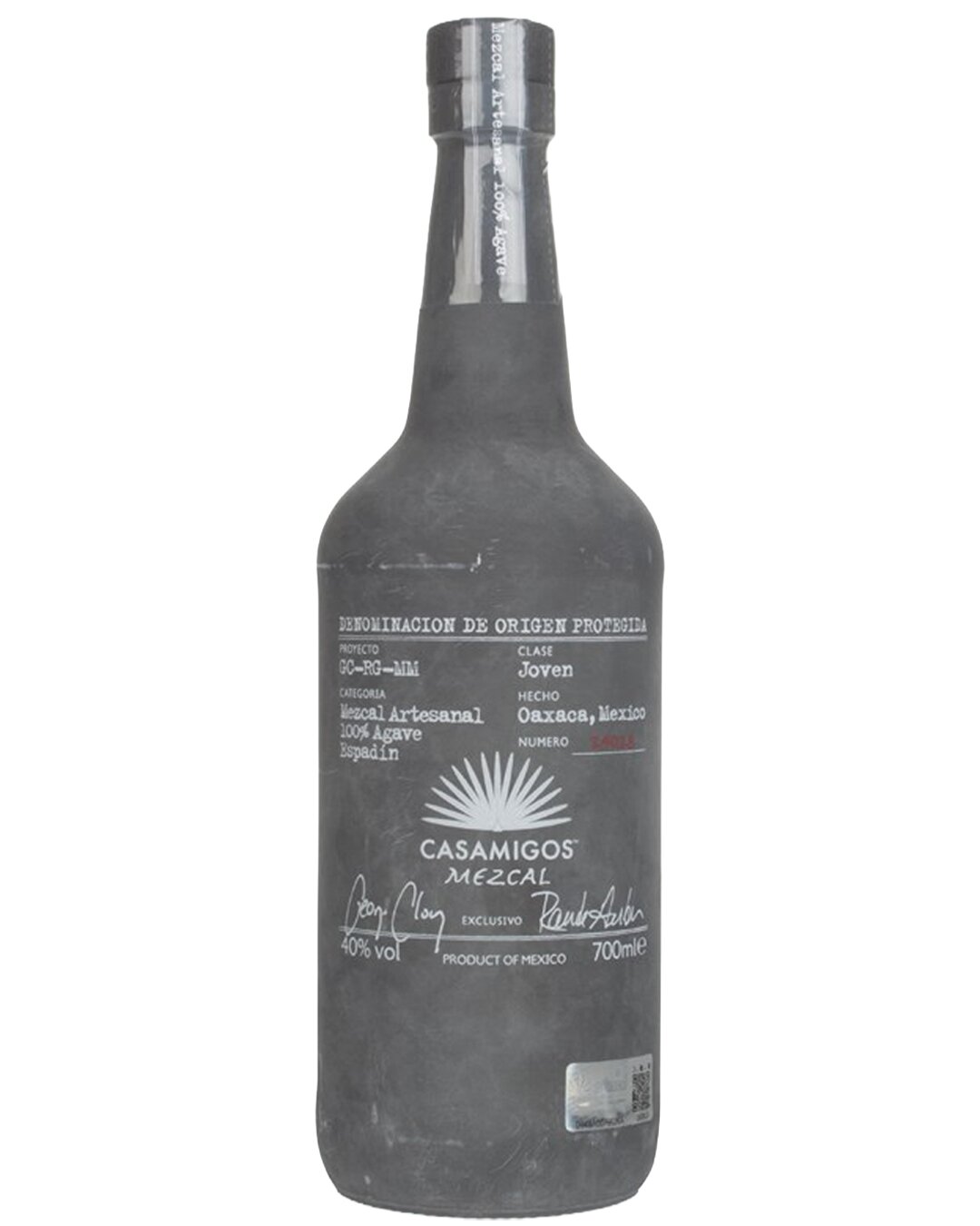 A bottle of Casamigos Mezcal