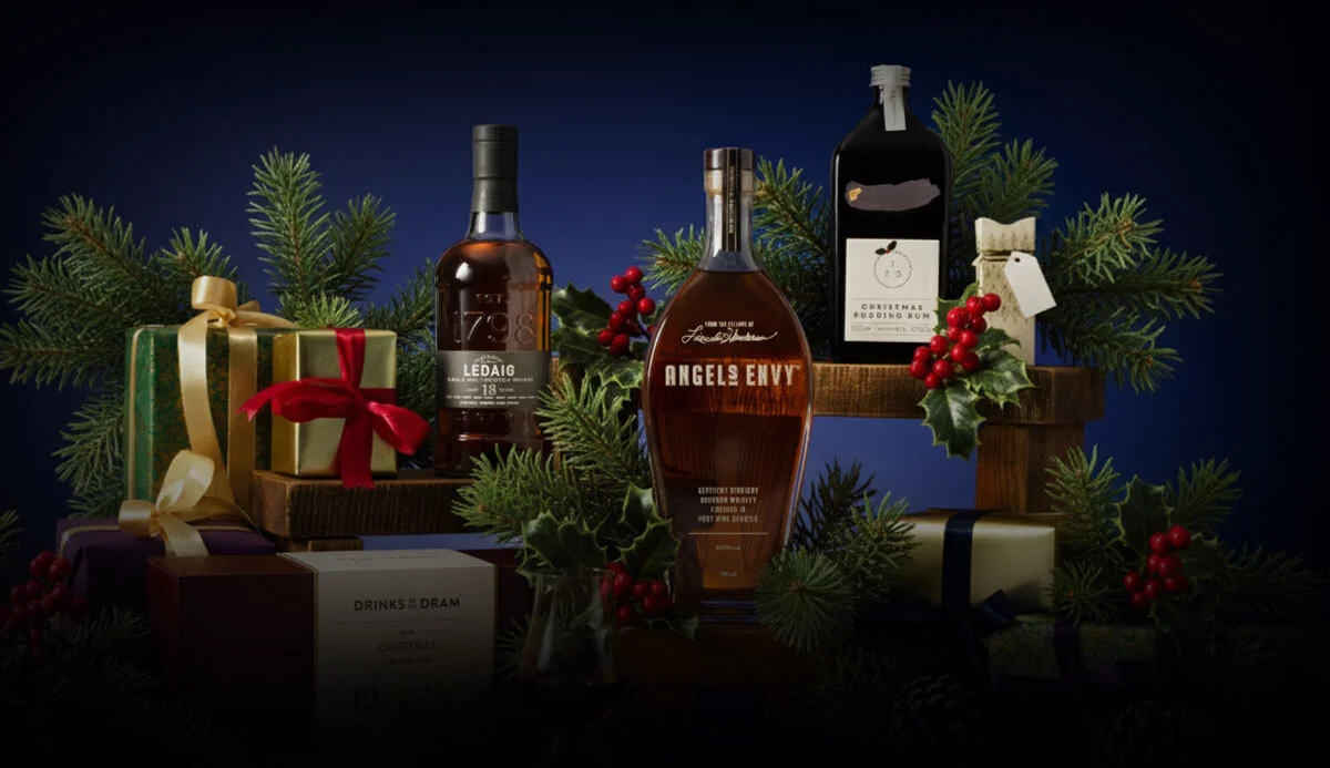 A selection of alcoholic bottles and tasting sets for Christmas gifts