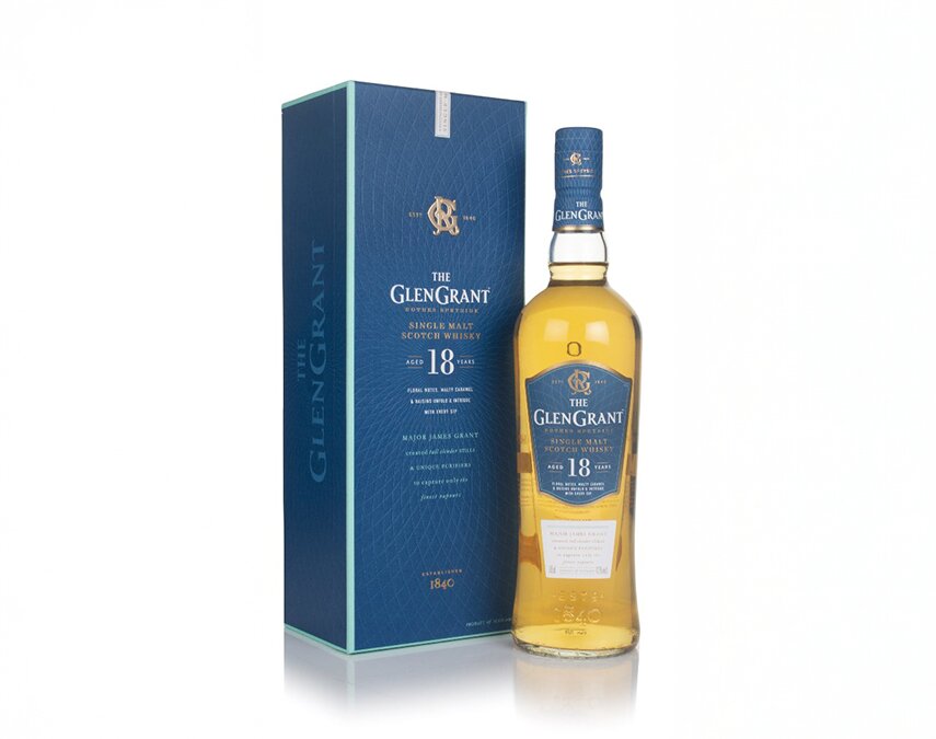 A bottle of Glen Grant 18 Year Old Rare Edition.