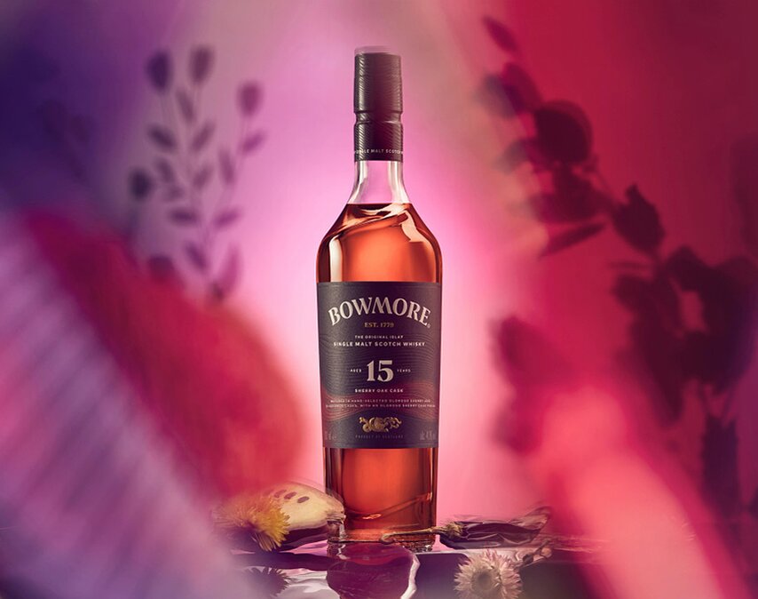 A bottle of Bowmore 15 Year Old Sherry Oak