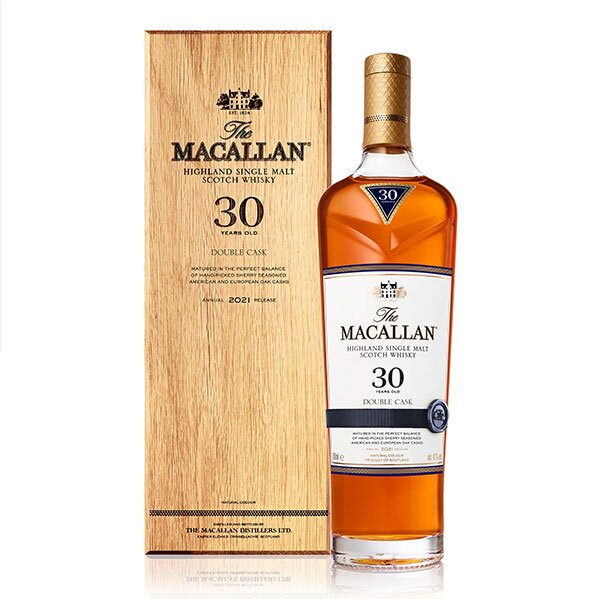 A bottle of The Macallan Double Cask 30 Years Old