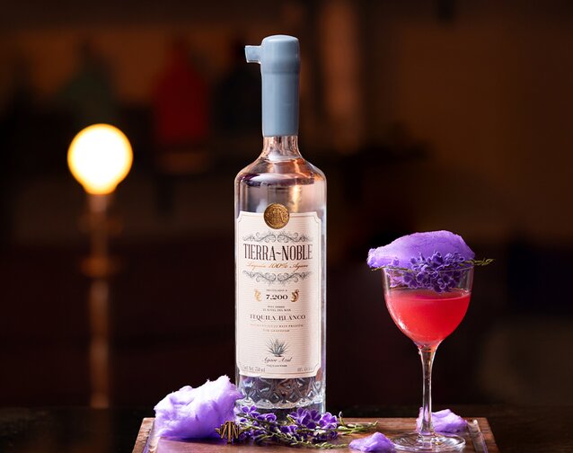 A bottle of Tierra-Noble Blanco tequila.
