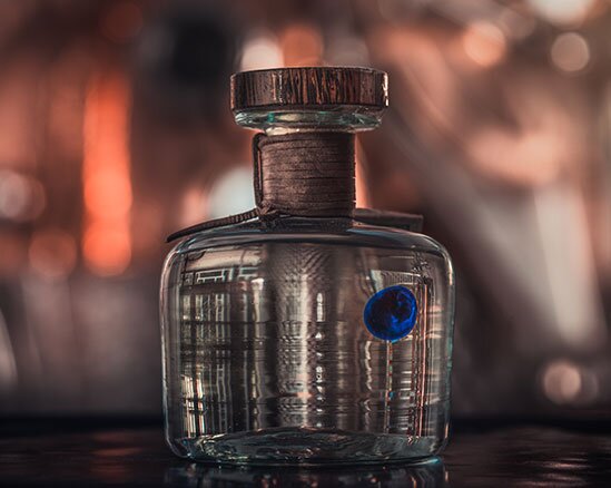 A bottle of Procera Blue Dot Gin