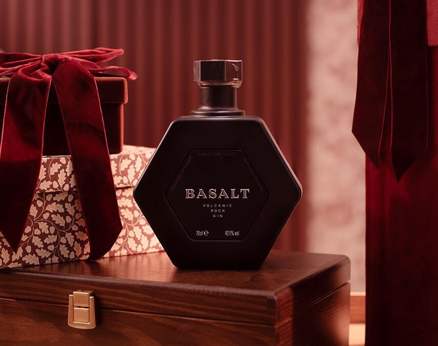 A bottle of Basalt Volcanic Rock Gin