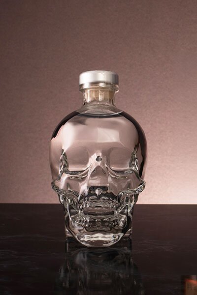 A bottle of Crystal Head Vodka