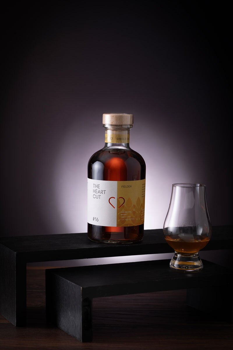 Fielden The Heart Cut whisky with glencairn glass
