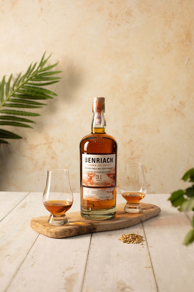 Scallywag 18 Year Old Pedro Ximénez Finish whisky bottle with glass