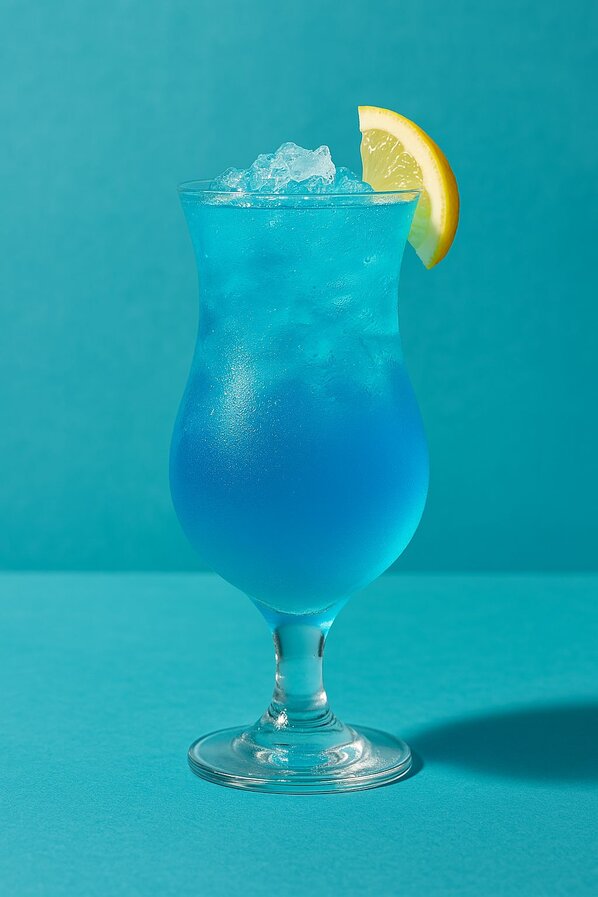 Neutral Grain Spirit cocktail with lemon and Blue Curucao