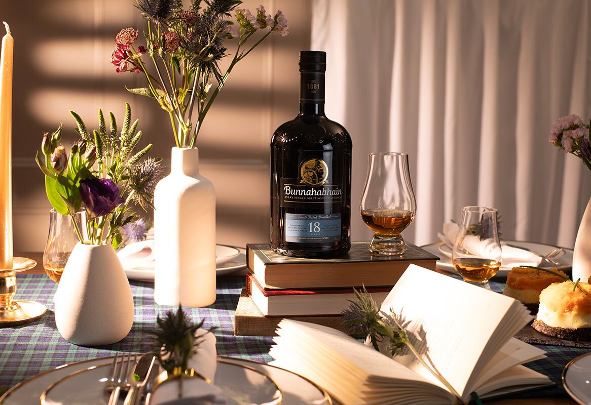 A bottle of Bunnahabhain 18 Year Old.