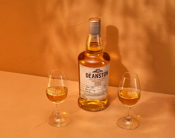 Bottle of Deanston 20 Year Old 2002 Organic Whisky with two drams