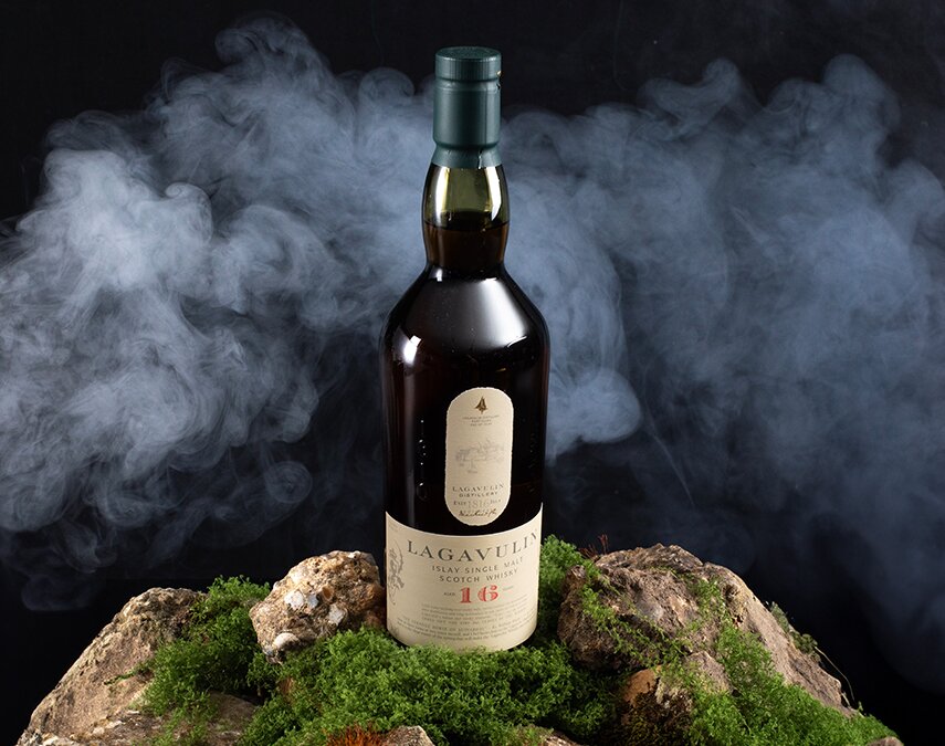 A bottle of Lagavulin 16 Year Old.